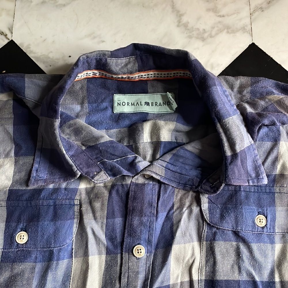 Normal Brand Blue & Gray Plaid Button Down - Picture 3 of 7